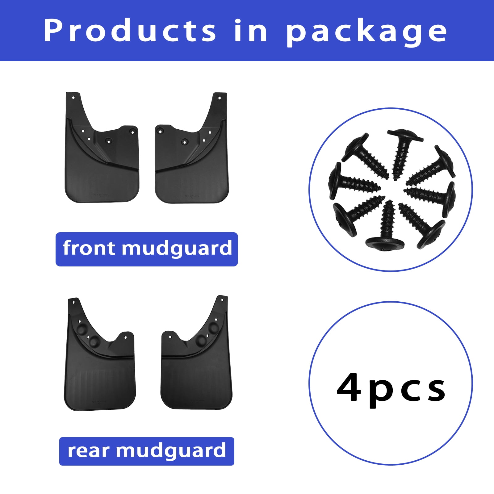 No Drilling Mudguards For Toyota Tacoma 2024, 4PCS Mud Flaps No Drilling, Front & Rear Protection Splash Guards Accessories -black