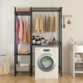 thumbnail image 2 of IVV Over The Washer and Dryer Storage, Laundry Room Heavy-Duty Space Saver with Adjustable Shelves, Side Hook and 2 Hanger Rods, Laundry Clothes Organizer, 46.1"L x 13.78"W x 76.4"H, Black, 2 of 7