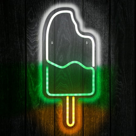 Xtreme Lit 8.13" x 17.86" Ice Cream Multi-Color LED Neon Sign, Plastic Hanging Wall Art, 1.2 lb