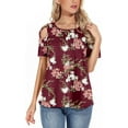 thumbnail image 2 of ANYJOIN Womens Summer T Shirts Strappy Short Sleeve Tunic Tops Strappy Cold Shoulder Blouse, 2 of 5
