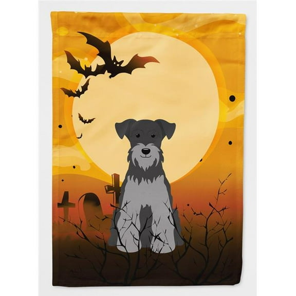 Caroline's Treasures BB4318GF Halloween Miniature Schanuzer Black Silver Flag Garden Size , Small, multicolor