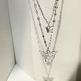 thumbnail image 4 of EOEMY 925 Silver Butterfly Necklace Double Chain Clavicle For Women Valentine Day Gift, 4 of 9