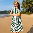 thumbnail image 4 of Lsque Palm Branch With Leaves Print Women's Casual Dress T-Shirt Summer Short Sleeve Scoop Neck Swing Dresses, 4 of 6