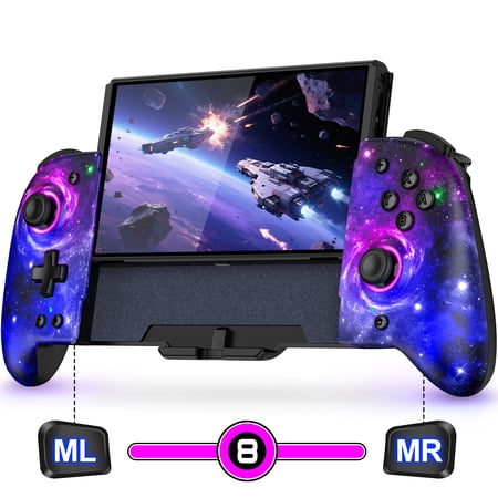 Wireless Switch OLED Pro Controller with Dual Motor Vibration & Programmable Back Buttons – 10H Playtime