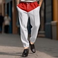 thumbnail image 1 of Pantalones casuales de hombre de longitud completa con bolsillos, bloques de color, elásticos, con cordones, pierna recta, pantalones de poliéster para hombre, 1 of 9