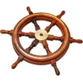 thumbnail image 5 of Brainmart Wooden Nautical Premium Handcrafts Ship Wheel – Brass Ring Home Decor with Hub | Wall Decor Hangings | (12 Inches Brass Ring Ship Wheel)., 5 of 5