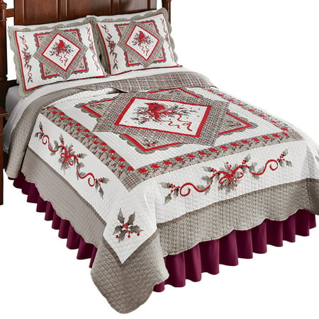 Refreshing Silver and White Cardinal Quilt, Winter Seasonal Accents in