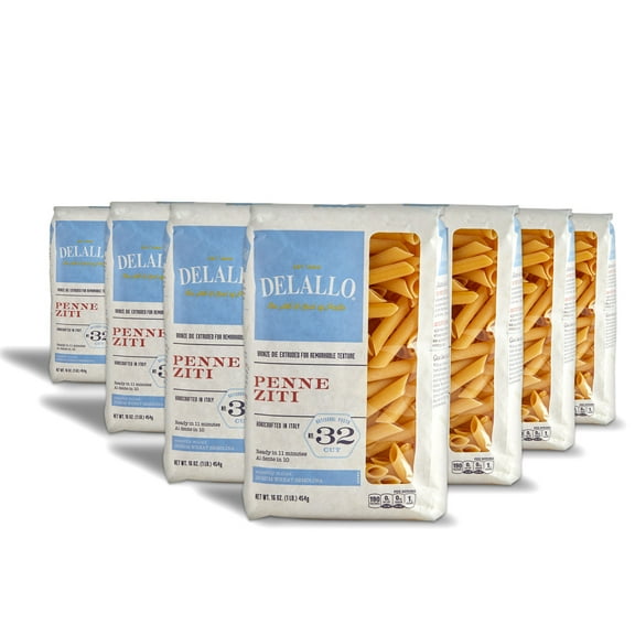DeLallo Penne Ziti Pasta, Non-GMO, Kosher, 16 oz Bag, (7 Pack)