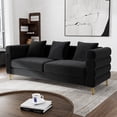thumbnail image 6 of Wiilayok 79" Velvet Cloud Couch,3 Seater Deep Seat Sofa Couches with Gold Legs,Pillows,Modern Oversized Loveseat for Living Room,Office Apartment,Black, 6 of 7