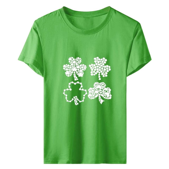 QIPOPIQ T-Shirts à Manches Courtes pour Femmes à Col Rond T-Shirts de la Saint-Patrick Tunique T-Shirt Trèfle T-Shirt Vert T-Shirts de la Saint-Patrick Hauts T-Shirt Tee T-Shirts de Fête T-Shirts Graphiques Aubaines
