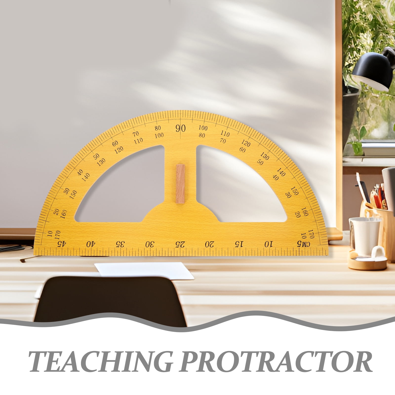 Large Wooden Protractor for Students, Math Drawing and Measurement Tool, Educational Supplies for and School Use
