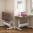 thumbnail image 3 of Small Standing Desk Adjustable Height, 31.5inch Small Folding Desk for Small Space, Portable Laptop Desk, Home Office Desks with Wheels, Small Computer Rolling Desk (Rustic Brown, 31.50 * 15.75), 3 of 12