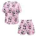 thumbnail image 4 of SEANATIVE Cow Print Panda Women Pajamas Size 5XL Pink Short Sleeve Sleepwear for Girls Comfortable Loungewear Set of 2 Stretchy Ladies Pajamas Top and Pants, 4 of 7