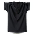 thumbnail image 1 of pstuiky camisetas de manga corta para hombre, Camisa de manga corta para hombre, color liso, 3 botones, cuello alto camisas casuales para hombre xxxxxl, 1 of 5