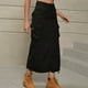 thumbnail image 1 of ICHUANYI Clearance Women's Spring And Summer Work Dress Pocket Skirt Casual Mid-length Skirt(Black, M) ICHUANYI WER2023081009638, 1 of 5