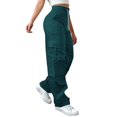 thumbnail image 3 of MSJUHEG Cargo Pants for Women Large Pockets Lightweight Sweatpants Trousers Slacks Elastic Waist Straight Leg Joggers Streetwear High Waisted Parachute Pants Fashion Outfits Blackish Green 3XL, 3 of 9