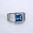 thumbnail image 5 of Opolski Men's Gorgeous Blue Square Rhinestone Wide Wedding Band Finger Ring Size 7-11, 5 of 7