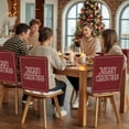 thumbnail image 5 of Merry Christmas Chair Back Covers Set of 6, Vintage Dark Red Wood Grain Frame Stretch Dining Chair Back Slipcovers Removable Seat Cover for Kitchen Restaurant Hotel Cafe, 5 of 9