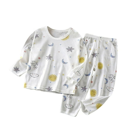 

XFYSSS Children s Printed Pajama Set Thin Top Home Clothes Pants Loose Fitting Fet for Boys and Girls Cute Toddler Snug fit Pjs Cotton Sleepwear