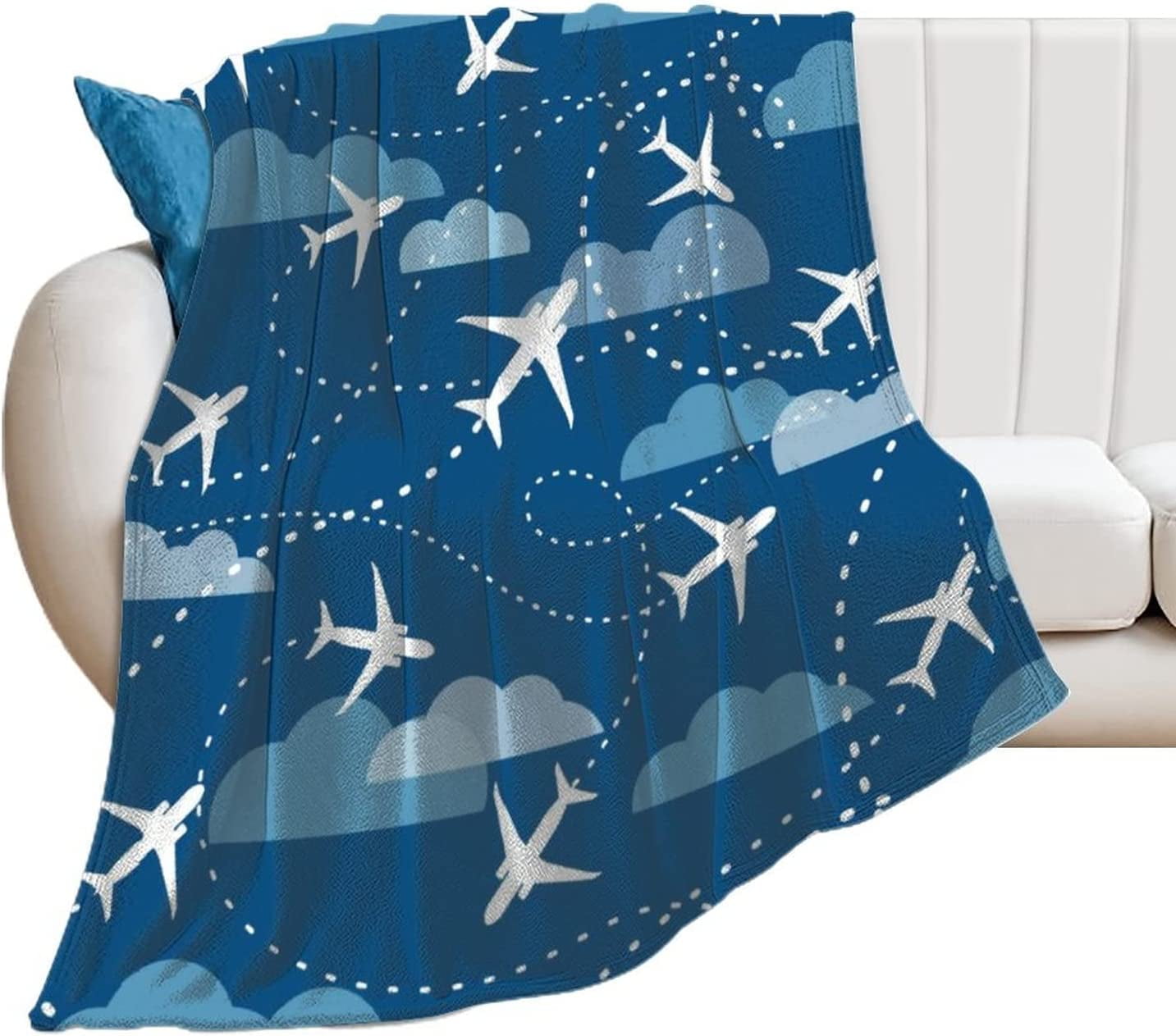 Airplane Aircraft Plane Pattern Blanket Soft Lightweight Flannel Fleece