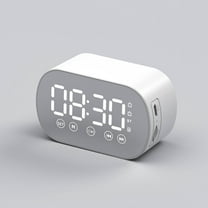 kkbbma under $5 Bluetooth Speaker Clock, Wireless Bluetooth Speaker Alarm Clock, FM Radio Mini Portable Mirror Speaker, Digital LED Display Alarm Clock, Rechargeable Bedside Clock Speaker