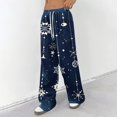 thumbnail image 4 of Hearthz Womens Christmas Pajama Pants High Waist Wide Leg Pj Bottoms Pants Fall Winter Lounge Pants for Women Xmas Sleeping Pants Women, 4 of 5