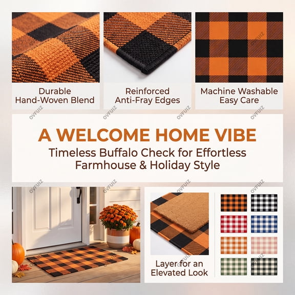 Fall Door Mat Outdoor Front Porch Rug Fall Decorations for Home Thanksgiving Christmas Welcome Mat by OVFUIZ