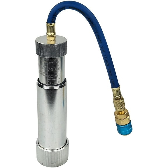 A/C AC Oil and Dye Injector with R-134a Snap Quick Coupler 1/4" SAE Hand Turn