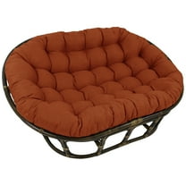 Maykoosh Mediterranean Mingle Rattan Double Papasan Chair - 38"L x 38"W, Rustic Frame with Orange Outdoor Cushion for Living Room or Game Room.