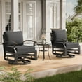 thumbnail image 6 of ALAULM 3-Piece Modern Outdoor Aluminum Reclining Conversation Set with Coffee Table & Cushions, Gold Speck/Black, 6 of 11