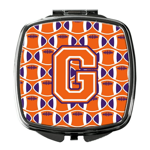 Letter G Football Orange White and Regalia Compact Mirror CJ1072-GSCM