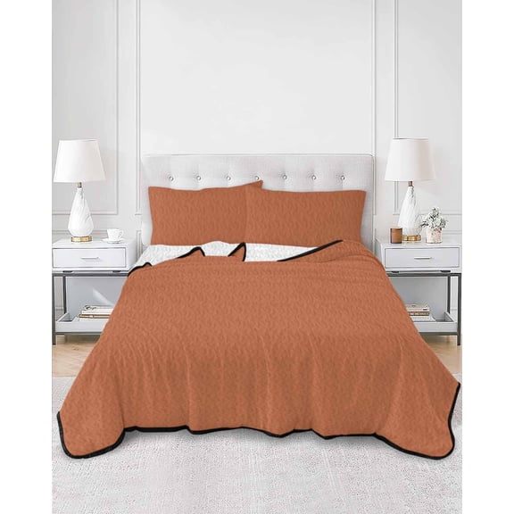 Quilts Twin Size, Burnt Orange Soft Comforter Bedding Set for Bed, Minimalist Modern Solid Color Orange Lightweight Quilted Bedspread with Pillow Cover(2 Pieces) for All Season, 68x86 Inch