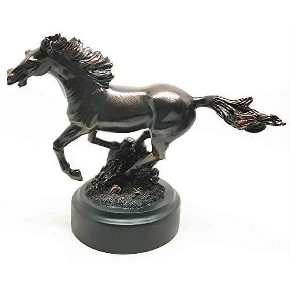 Country Wild & Free Galloping Steed Horse Bronze Electroplated Figurine Statue