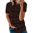 thumbnail image 4 of Wycnly Shirts for Women Plus Size Classic Breathable Loose Pullover Tops Summer Casual Crewneck Short Sleeve Striped Print Ladies Blouses Coffee s, 4 of 6