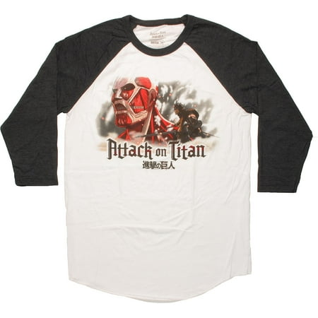 Attack on Titan Colossal Fight Raglan T-Shirt (Attack On Titan Best Fight)