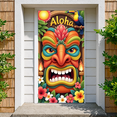 thumbnail image 5 of Colorful Design Tiki Mask Tropical Flowers Banner Hawaiian Party Decoration Aloha Sign for Luau Party Summer Event Indoor Outdoor, 5 of 7