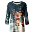 thumbnail image 4 of JIKNTTR Christmas Shirts For Women Trendy 3/4 Sleeve Christmas Tops Snowflake Snowman Holiday Shirts Xmas Tree Graphic Blouse 2024 Thermal Underwear Tops, 4 of 4