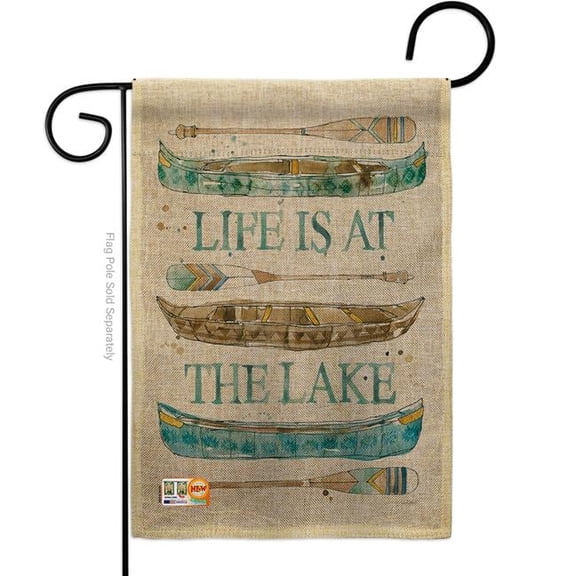 Breeze Decor BD-OU-G-109071-IP-DB-D-US18-WA 13 x 18.5 in. Life at the Lake Burlap Nature Outdoor Impressions Decorative Vertical Double Sided Garden Flag