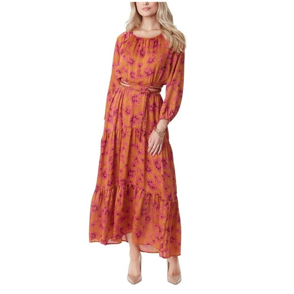 Jessica Simpson Robe Maxi à Taille Découpée pour Femmes, Marron, Très Petit