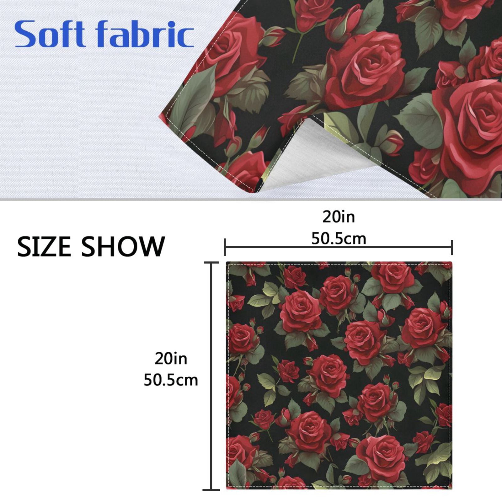 JSTEL Vintage Rose Flowers Floral Cloth Napkins Set of 6, 20x20 Inch Washable and Reusable Napkin for Decoupage Dinner Party Everyday Use