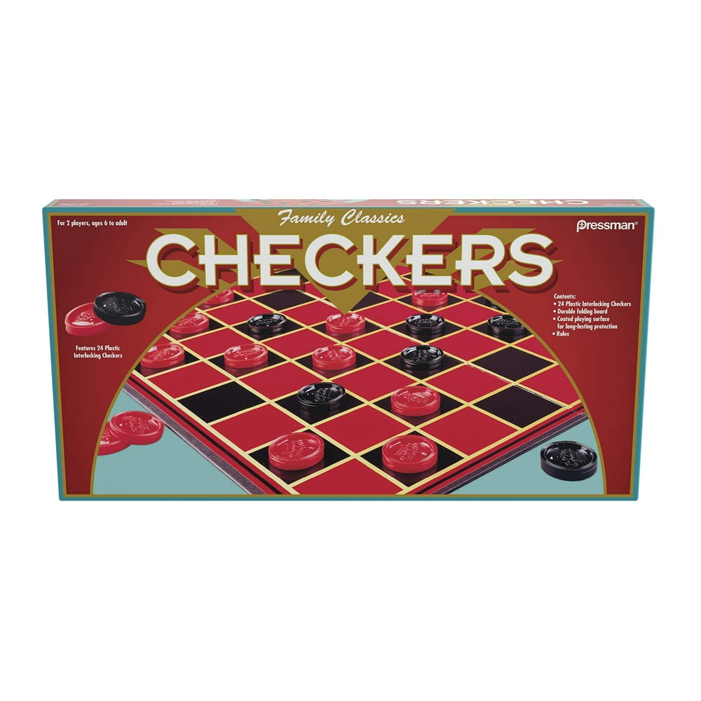 Family Classics Checkers With Folding Board and Interlocking