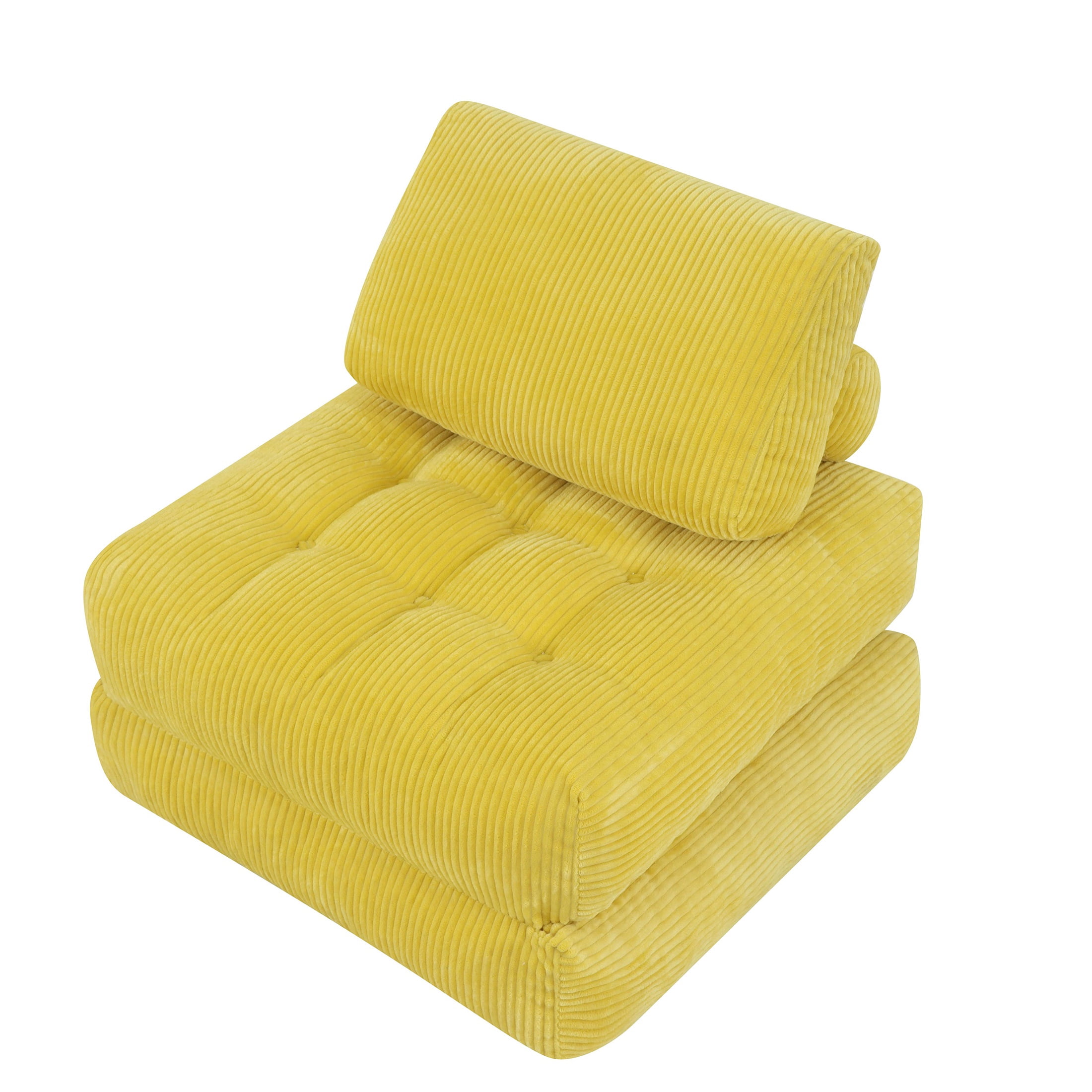 PAPROOS Bean Bag Chair for Adults, Corduroy Bean Bag Lounger, Convertible Floor Sofa Bed, Comfy Lounge Chair with Back Support for Bedroom, Dorm, Game Room and Living Room, Yellow