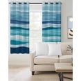 thumbnail image 2 of Ocean Beach Blackout Curtains, Light Blocking Print Window Curtains, Modern Blue Coastal Wave Oil Painting Art Thermal Insulated Window Drapes for Living Room Kitchen Cafe 2 Panels, 55"W x 39"L, 2 of 9