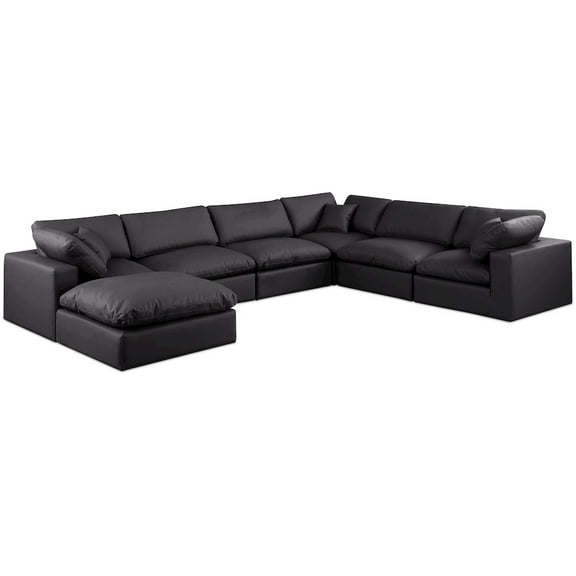 Meridian Furniture Comfy Black Faux Leather Modular Sectional