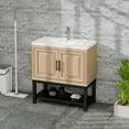 thumbnail image 2 of 32" Bathroom Vanity with White Ceramic Sink & Hot and Cold Faucet , Freestanding Bathroom Cabinet with 2 Storage Doors and Open iron Shelf for Bathroom, 2 of 6