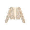 thumbnail image 6 of DPOIS Womens Sequin Jacket Long Sleeve Open Front Blazer Evening Party Bolero Shrug Gold XL, 6 of 7