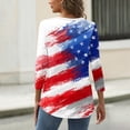 thumbnail image 5 of Women's 250th Anniversary Usa Shirt Independence Day Patriotic Star Print V-Neck Button 3/4 Sleeve July 4th, 5 of 5