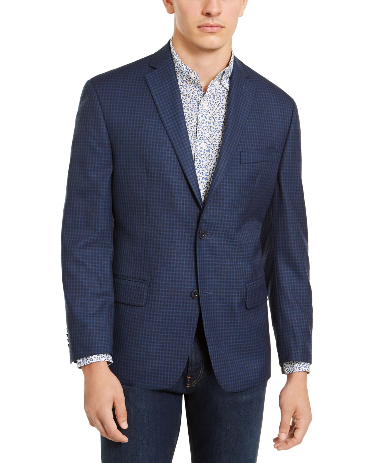 Michael Kors Mens Blazer Navy Checkered 