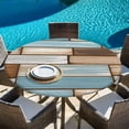 thumbnail image 6 of Blue Beige Brown Vintage Round Tablecloth, Fitted Table Cover with Elastic for 36"-44" Round Tables, Retro Farmhouse Elegant Pastoral Table Cloth Outdoor Indoor Dinning Party Waterproof Tablecloths, 6 of 7