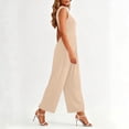 thumbnail image 6 of PBFRDSJ Jumpsuits for Women Casual Sleeveless Mock Neck Ruched Wide Leg Jumpsuit Casual Formal Long Romper with Pockets, 6 of 7